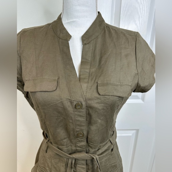 LINEN RAYON BANANA REPUBLIC SHORT SLEEVE DRESS SIZE 6 - Picture 2 of 7